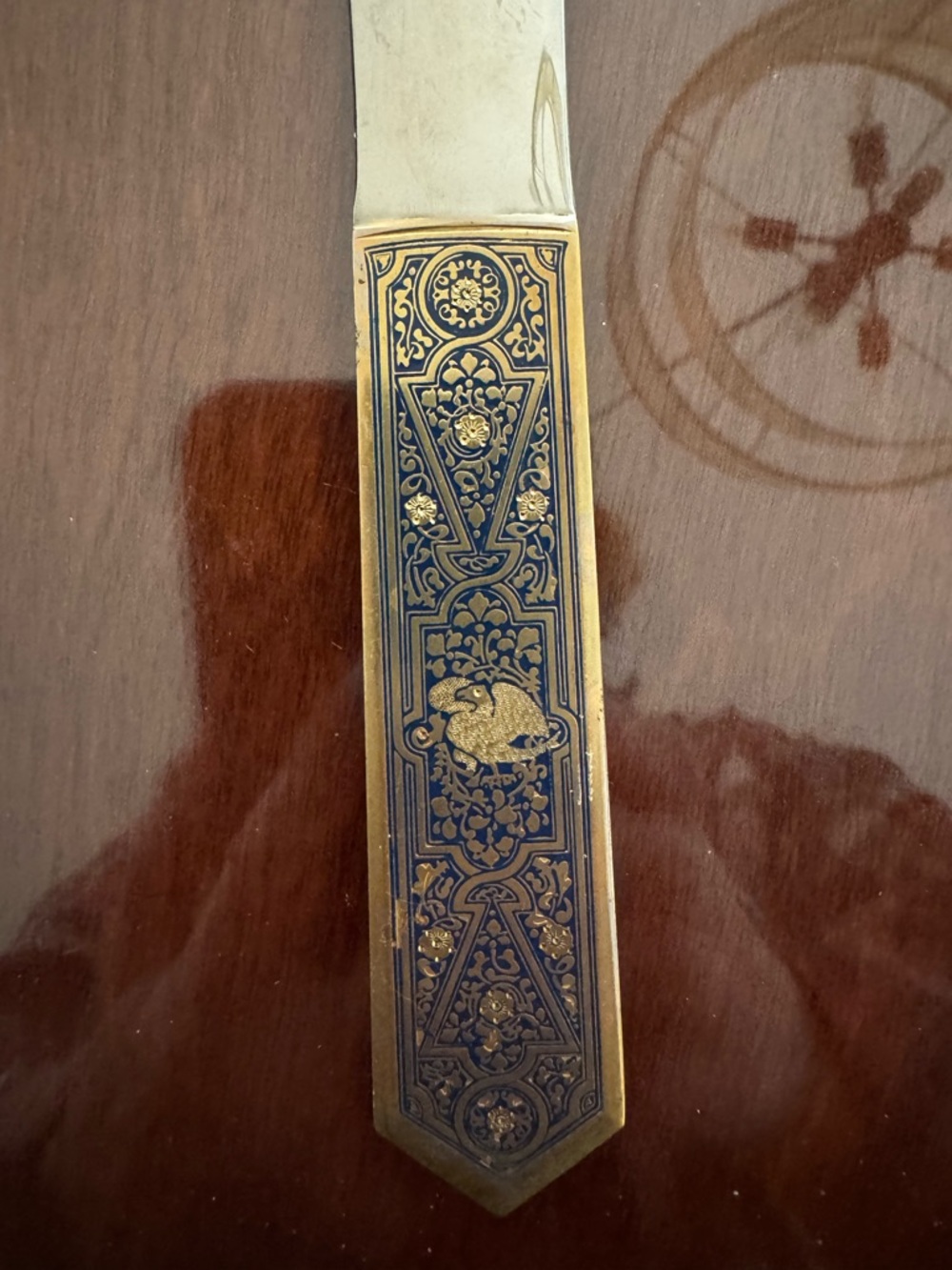 Antique Decorative Silver-Tone brass Letter Opener with Ornate Handle - Picture 4 of 6